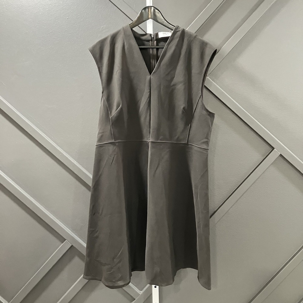 MM.LaFleur Brown Sleeveless V-Neck Fit & Flare Career Dress Women's Size 16